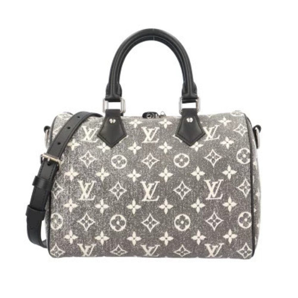 Louis Vuitton Speedy Bandouliere Monogram Jacquard Denim Shoulder Bag Gray